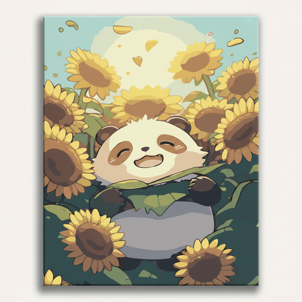 Panda Sunflower Kit | Paint By Numbers Kit