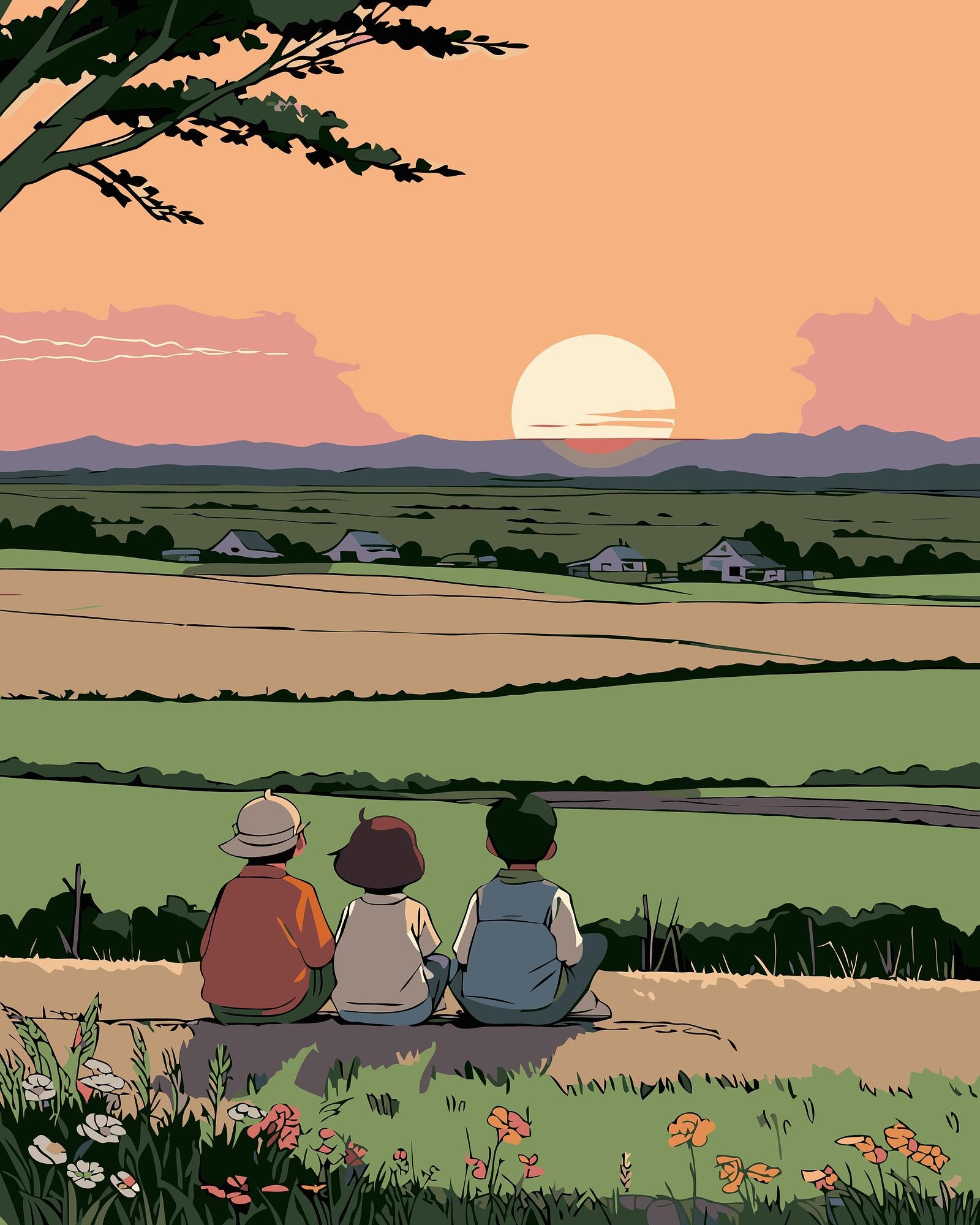 Sunset Friends Painting | Paint By Numbers Kit