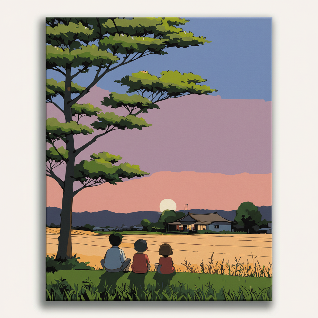 Rural Sunset Gathering | Paint By Numbers Kit