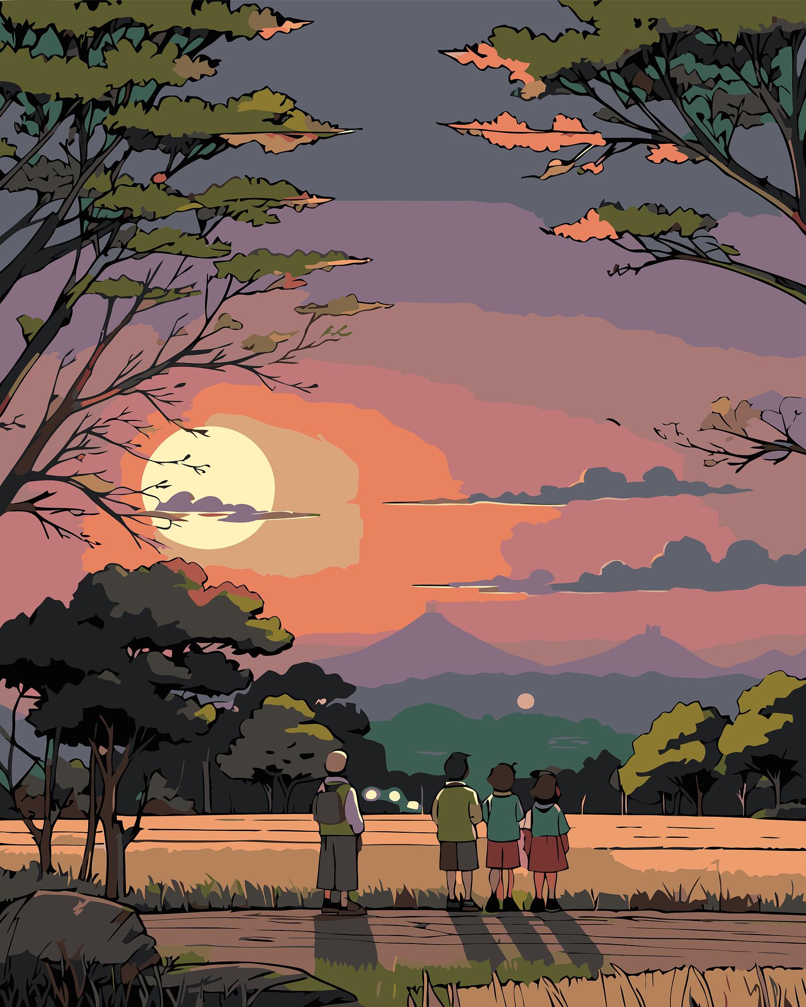Sunset Valley Viewers | Paint By Numbers Kit