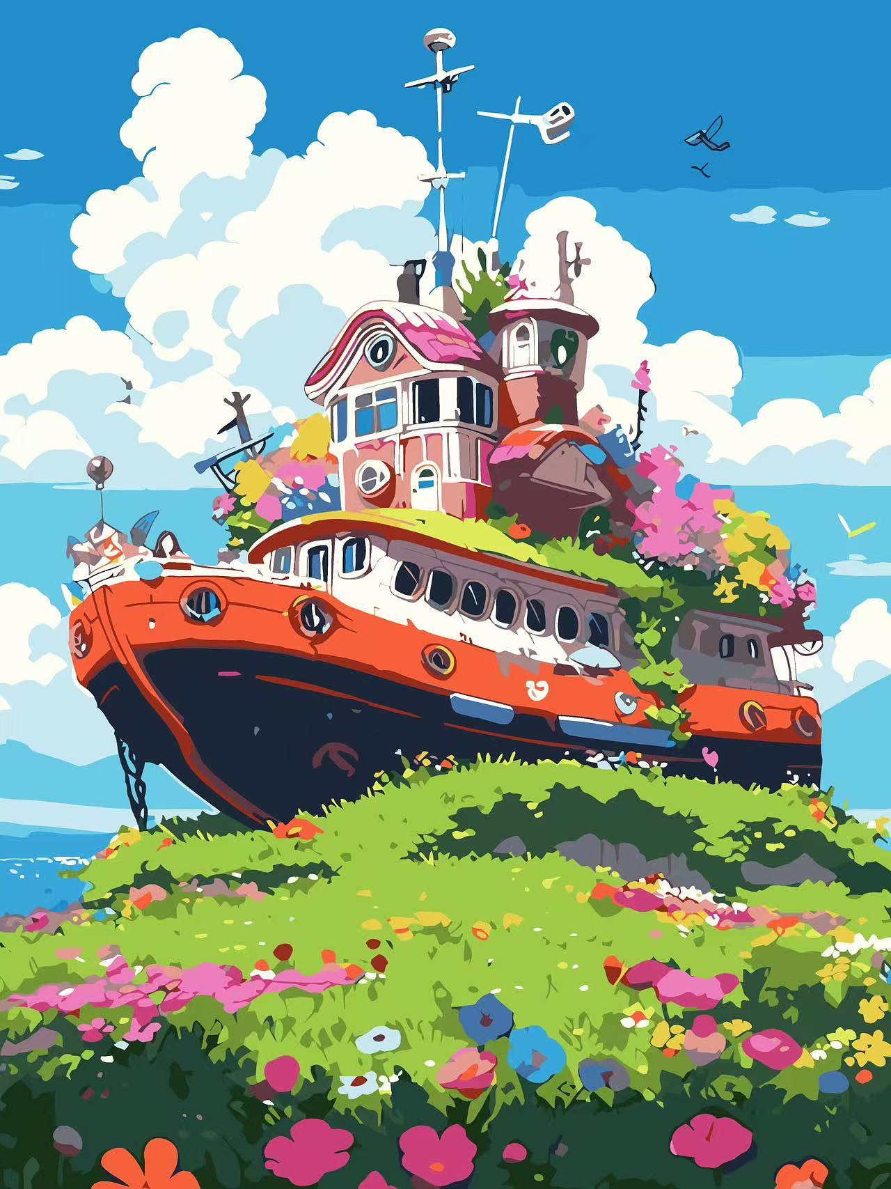 Ship Garden Paradise | Paint By Numbers Kit