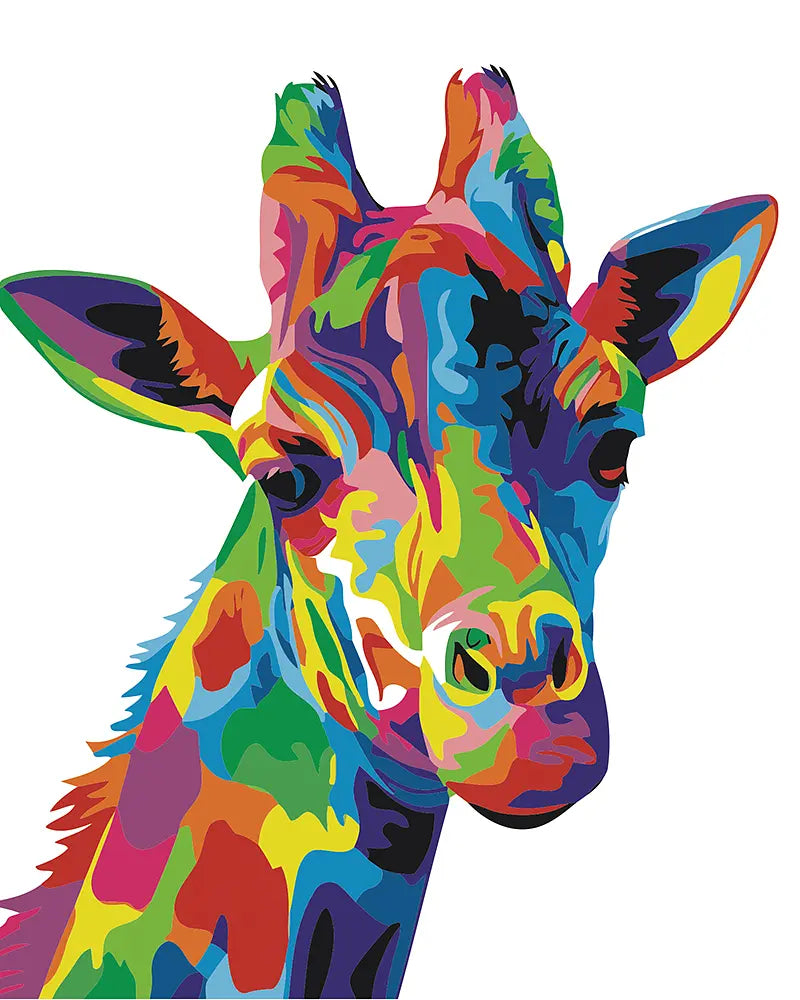 Rainbow Giraffe Portrait