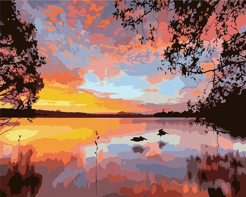 Colorful Sunset Lake