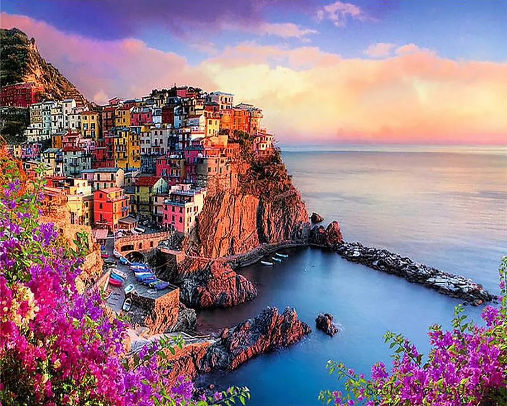 Coastal Village Sunset