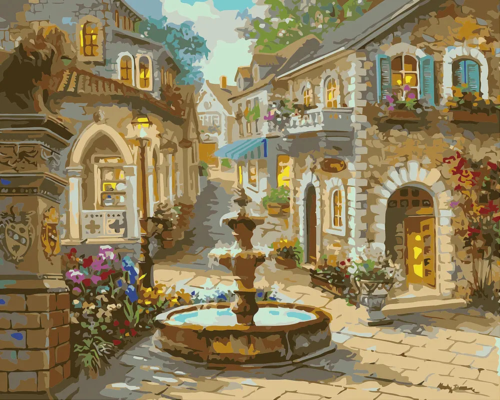 Village Fountain Courtyard
