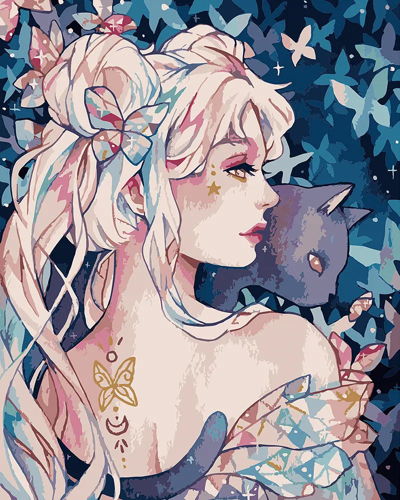 Kawaii Girl Cat Portrait