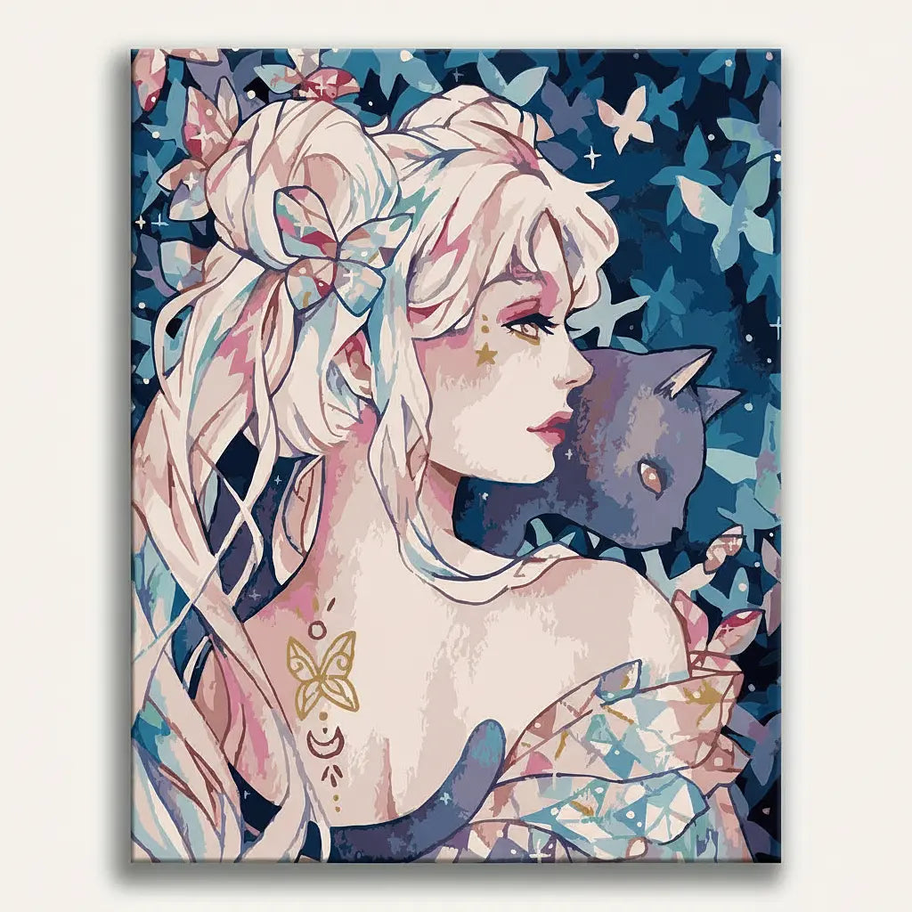 Kawaii Girl Cat Portrait