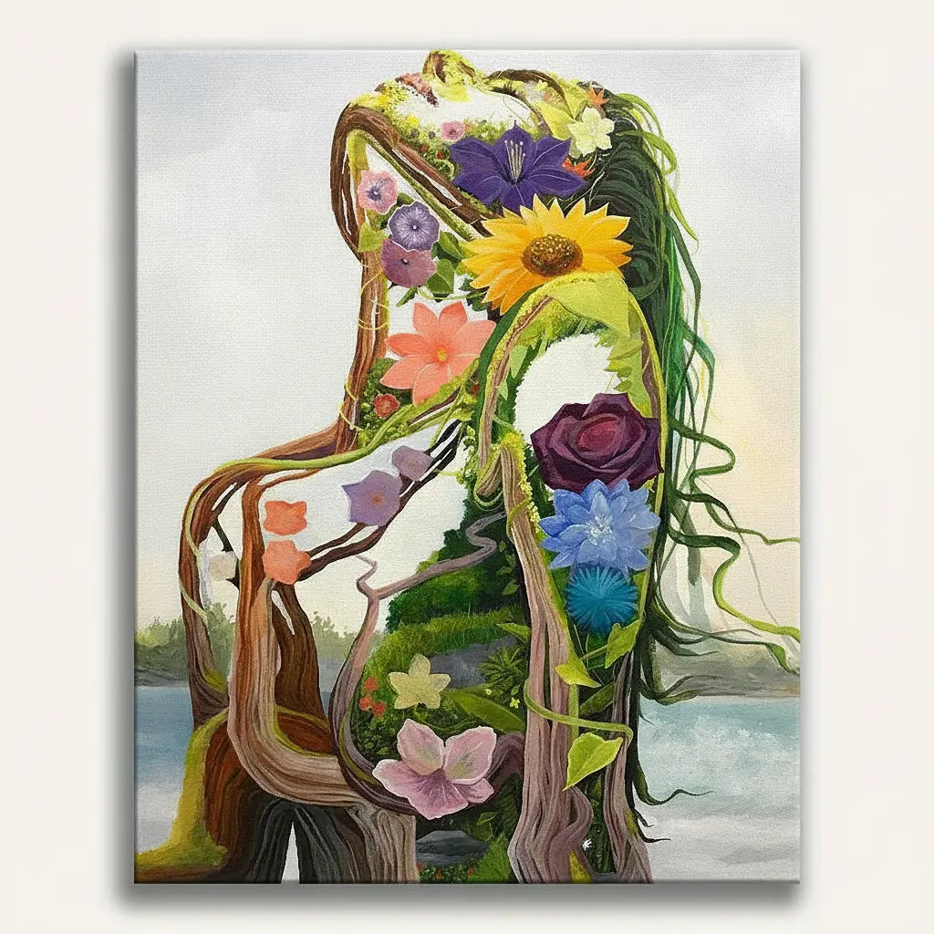 Floral Silhouette Portrait