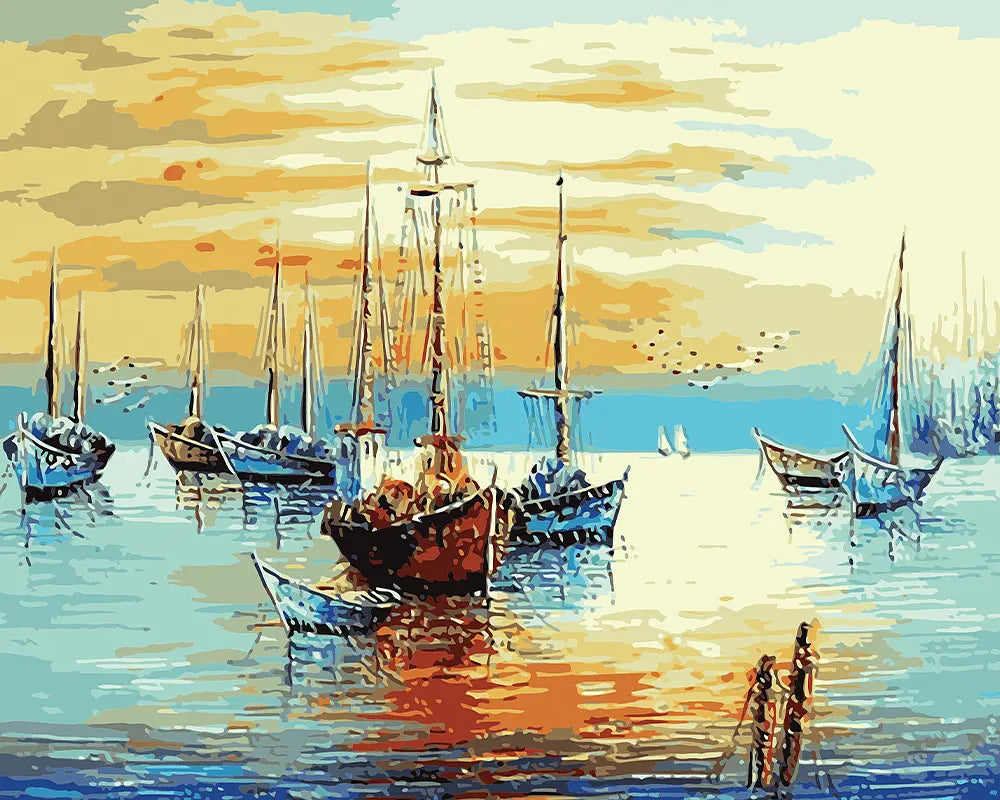 Harbor Boats Painting