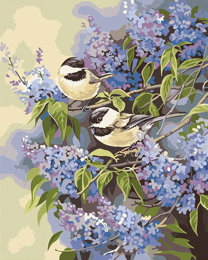 Birds in Lilacs