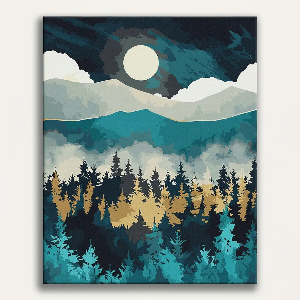 Moonlit Forest Landscape