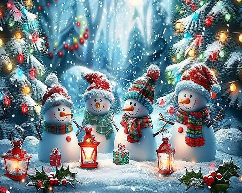 Four Snowman Friends | Paint By Numbers Kit