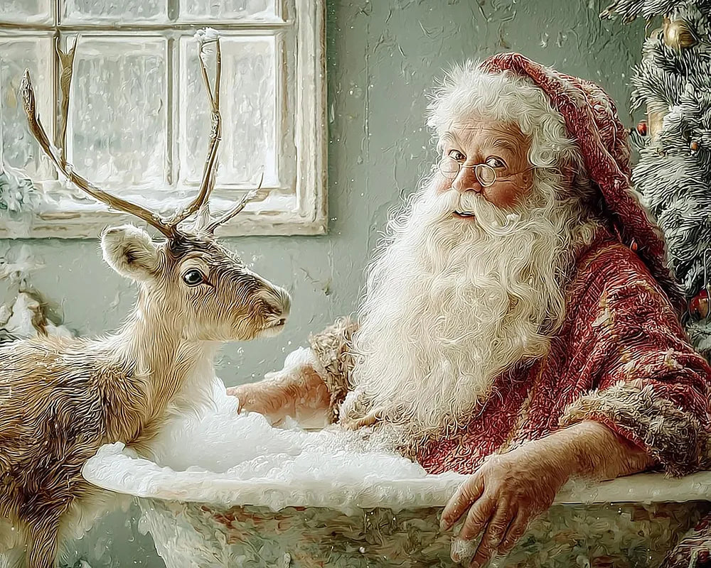 Santa Reindeer Bubble Bath | Paint By Numbers Kit