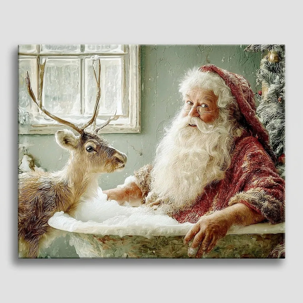 Santa Reindeer Bubble Bath | Paint By Numbers Kit