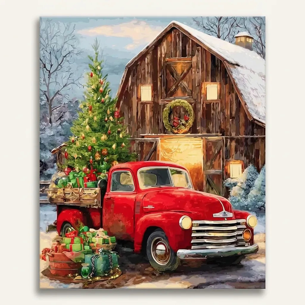 Vintage Christmas Pickup Truck | Paint By Numbers Kit