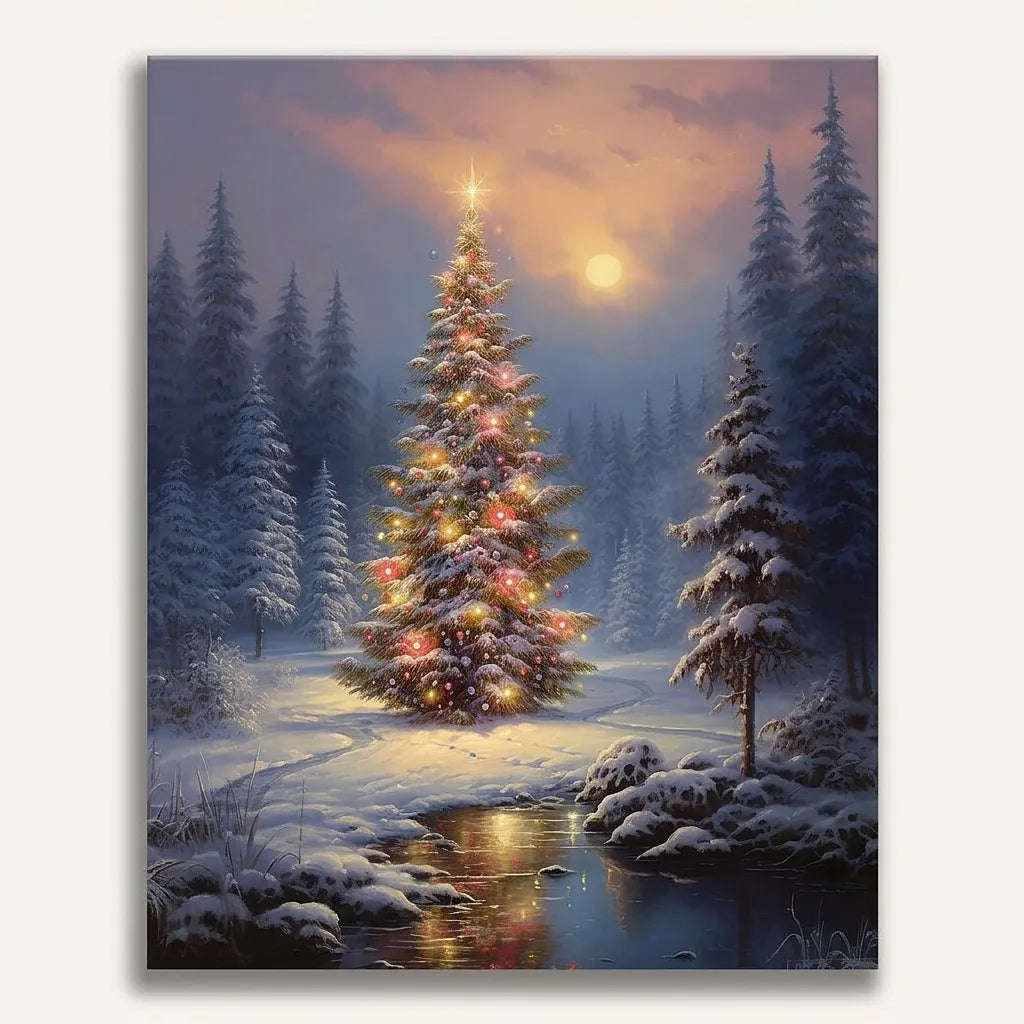 Moonlit Christmas Tree Forest | Paint By Numbers Kit