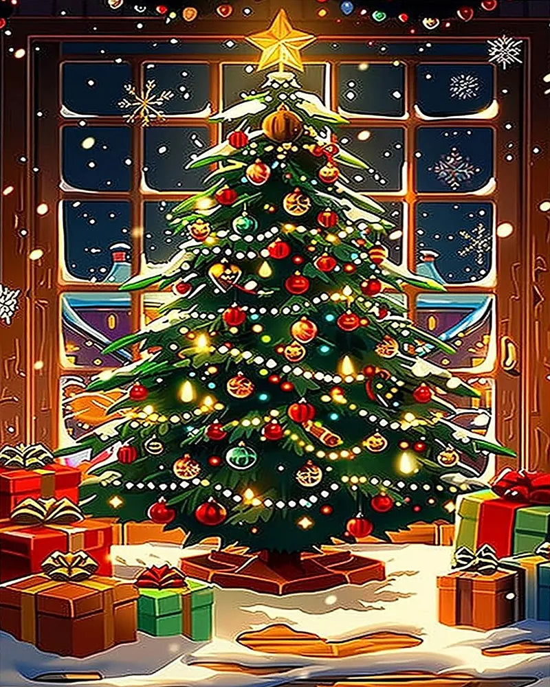 Whimsical Christmas Tree Night | Paint By Numbers Kit
