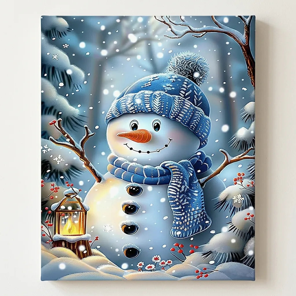 Blue Beanie Snowman Forest | Paint By Numbers Kit