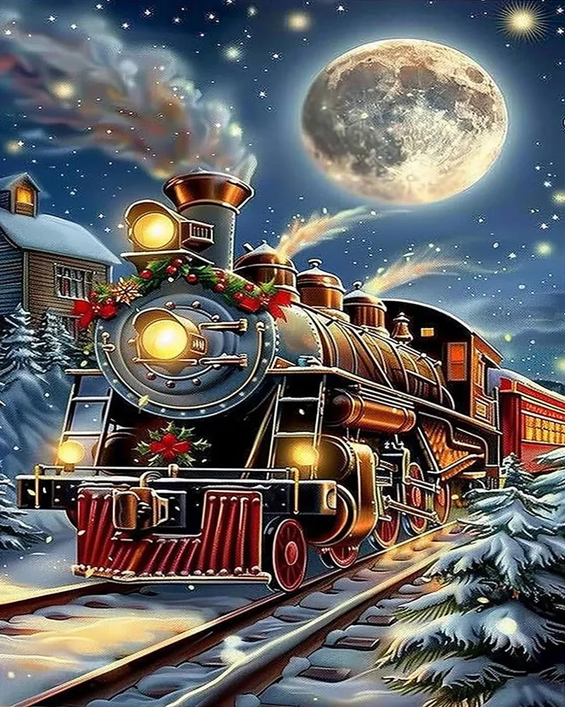 Night Express Christmas Train | Paint By Numbers Kit