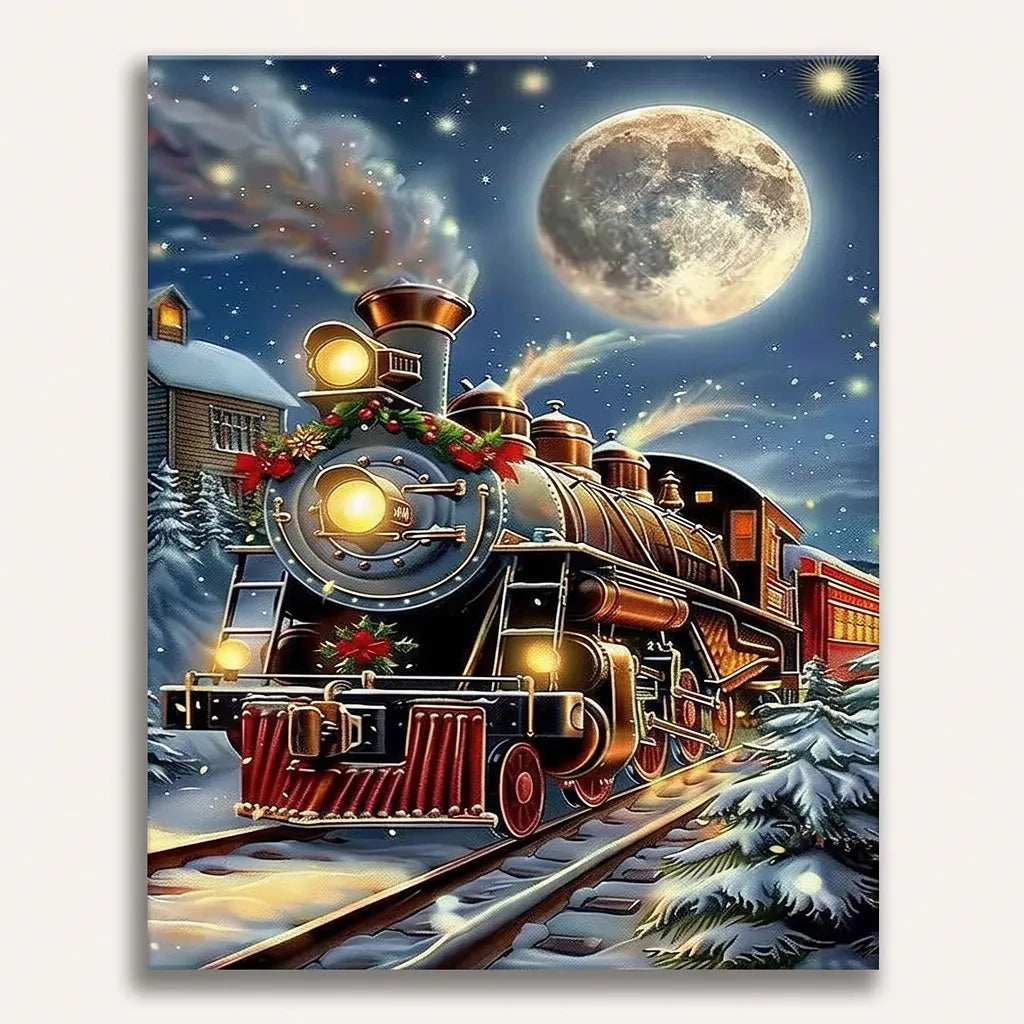 Night Express Christmas Train | Paint By Numbers Kit