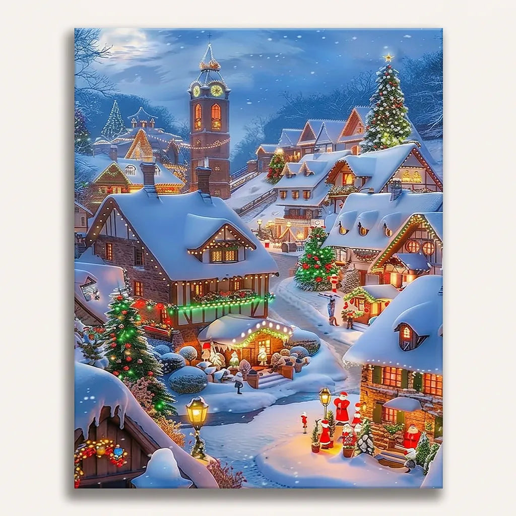 Santa's Clocktower Village | Paint By Numbers Kit