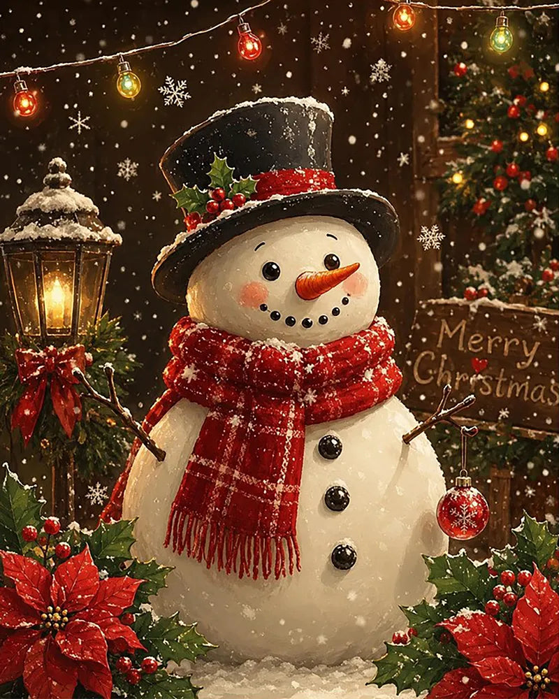 Plaid Scarf Snowman | Paint By Numbers Kit