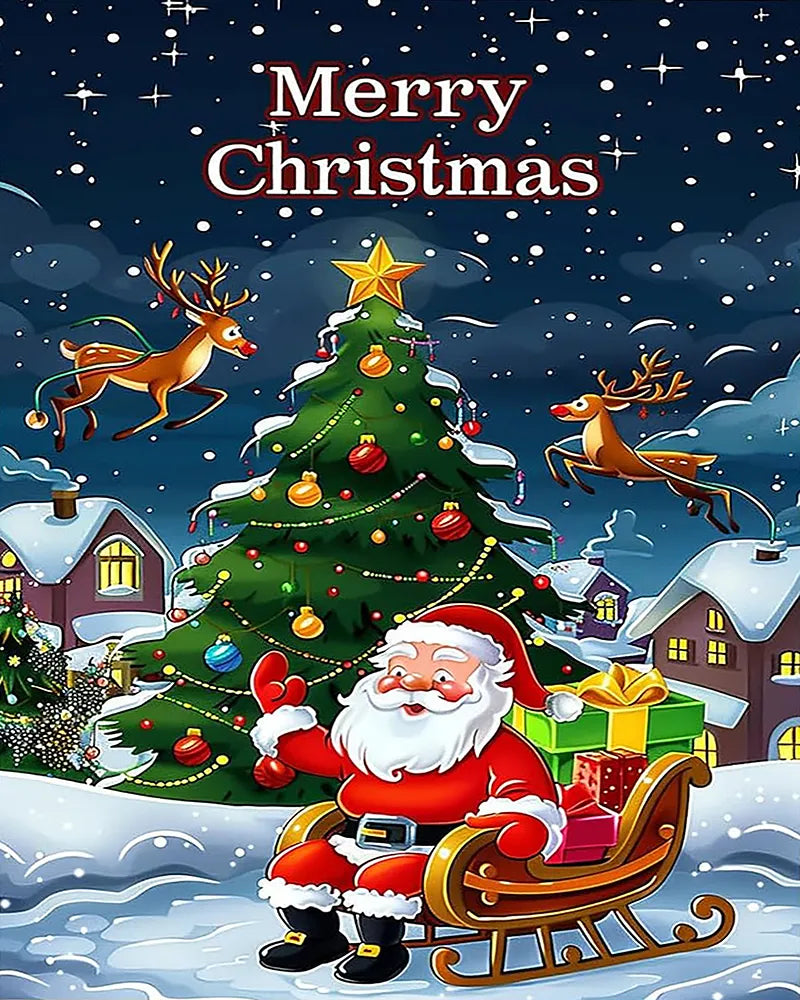 Santa's Flying Reindeer | Paint By Numbers Kit