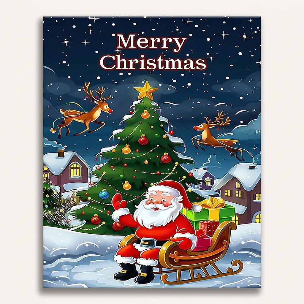 Santa's Flying Reindeer | Paint By Numbers Kit
