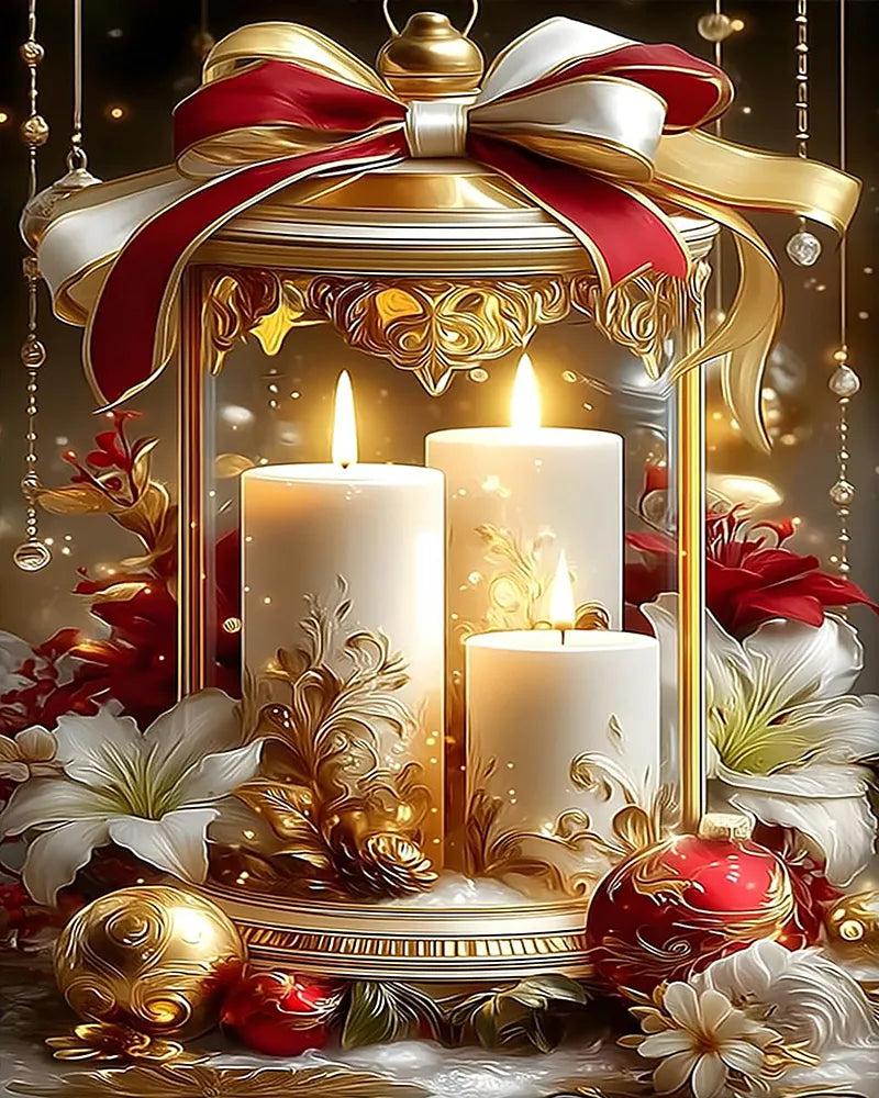 Golden Lantern Candles | Paint By Numbers Kit