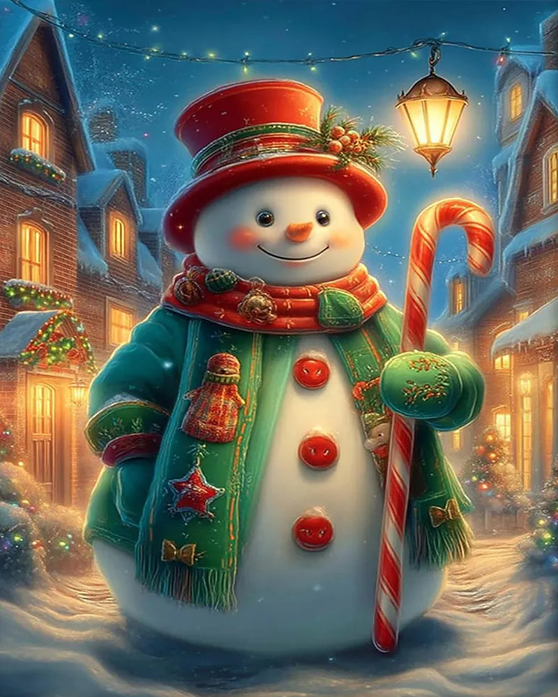 Candy Cane Snowman | Paint By Numbers Kit