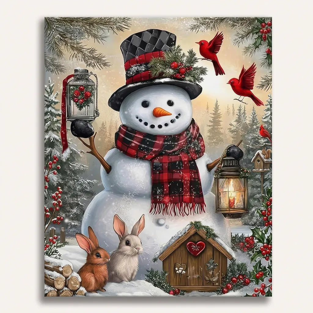 Snowman Birdhouse Cardinal | Paint By Numbers Kit
