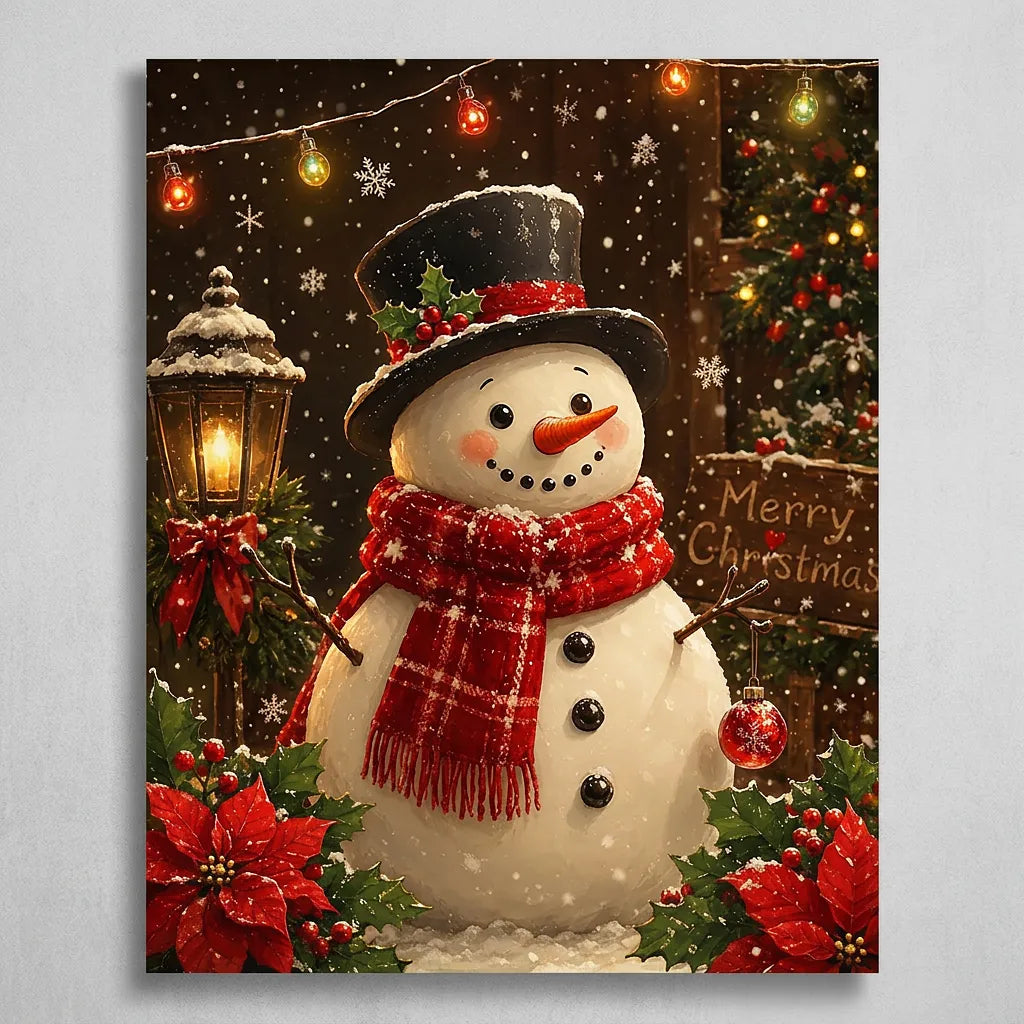 Plaid Scarf Snowman | Paint By Numbers Kit