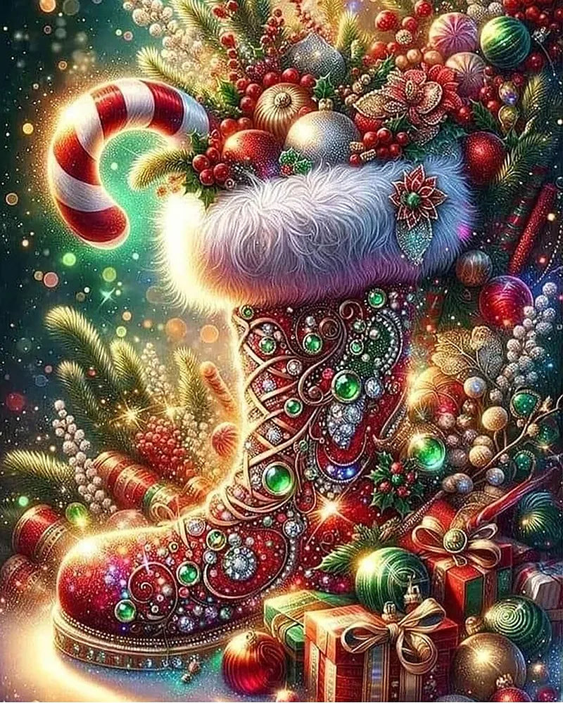 Jeweled Christmas Stocking | Paint By Numbers Kit