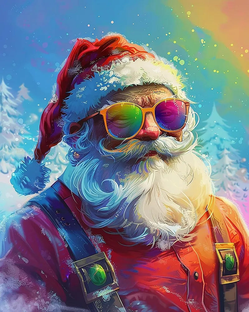 Rainbow Santa Sunglasses | Paint By Numbers Kit