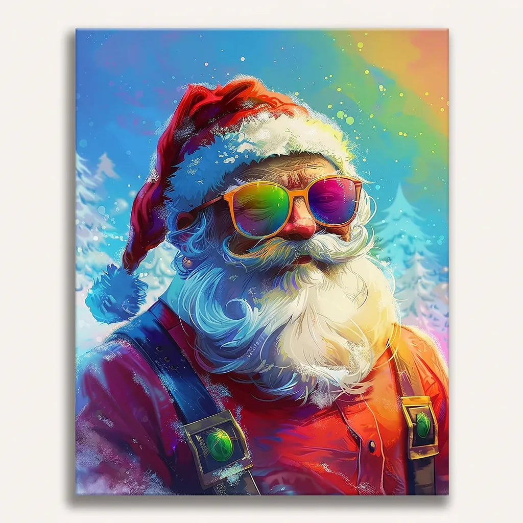 Rainbow Santa Sunglasses | Paint By Numbers Kit