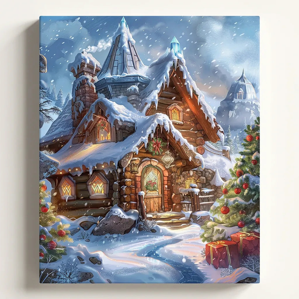 Frosty Woodland Cabin | Paint By Numbers Kit