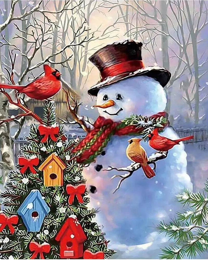 Cardinal Birdhouse Snowfall | Paint By Numbers Kit