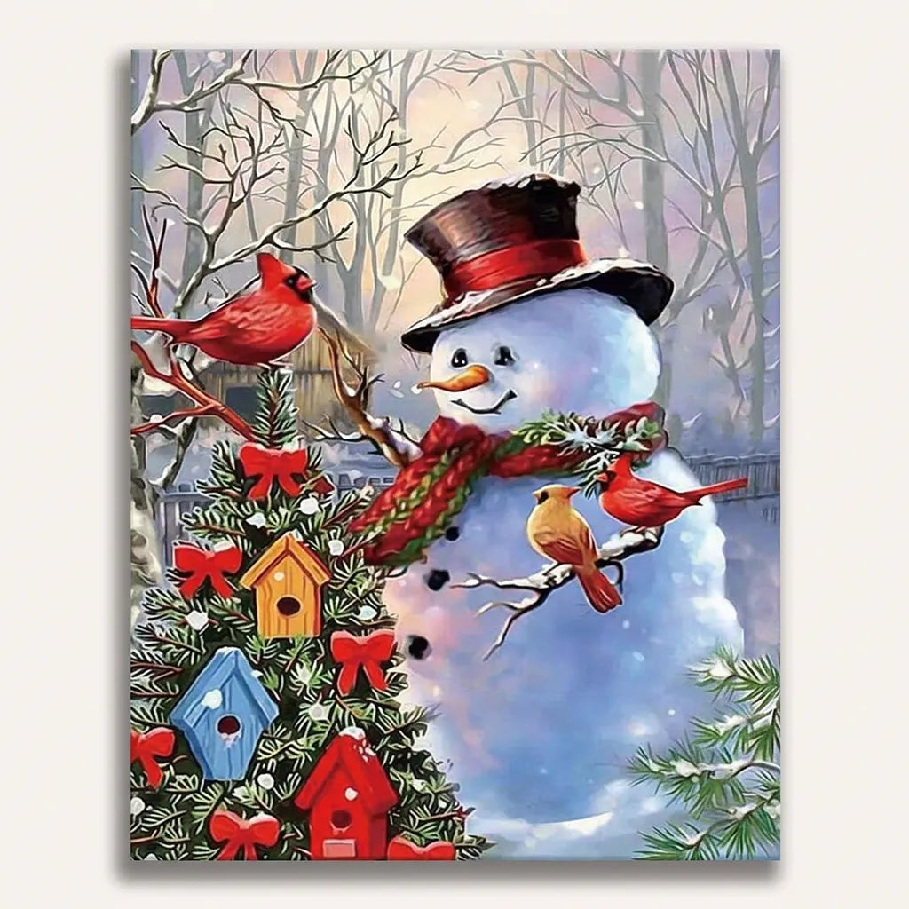 Cardinal Birdhouse Snowfall | Paint By Numbers Kit