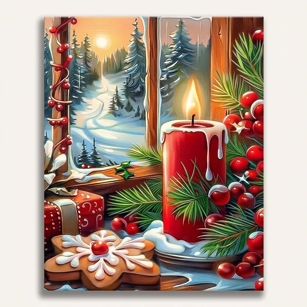 Candlelit Winter Window | Paint By Numbers Kit