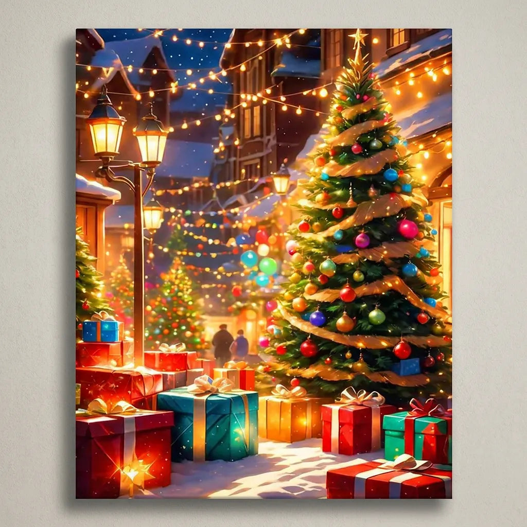 Festive Town Square Lights | Paint By Numbers Kit