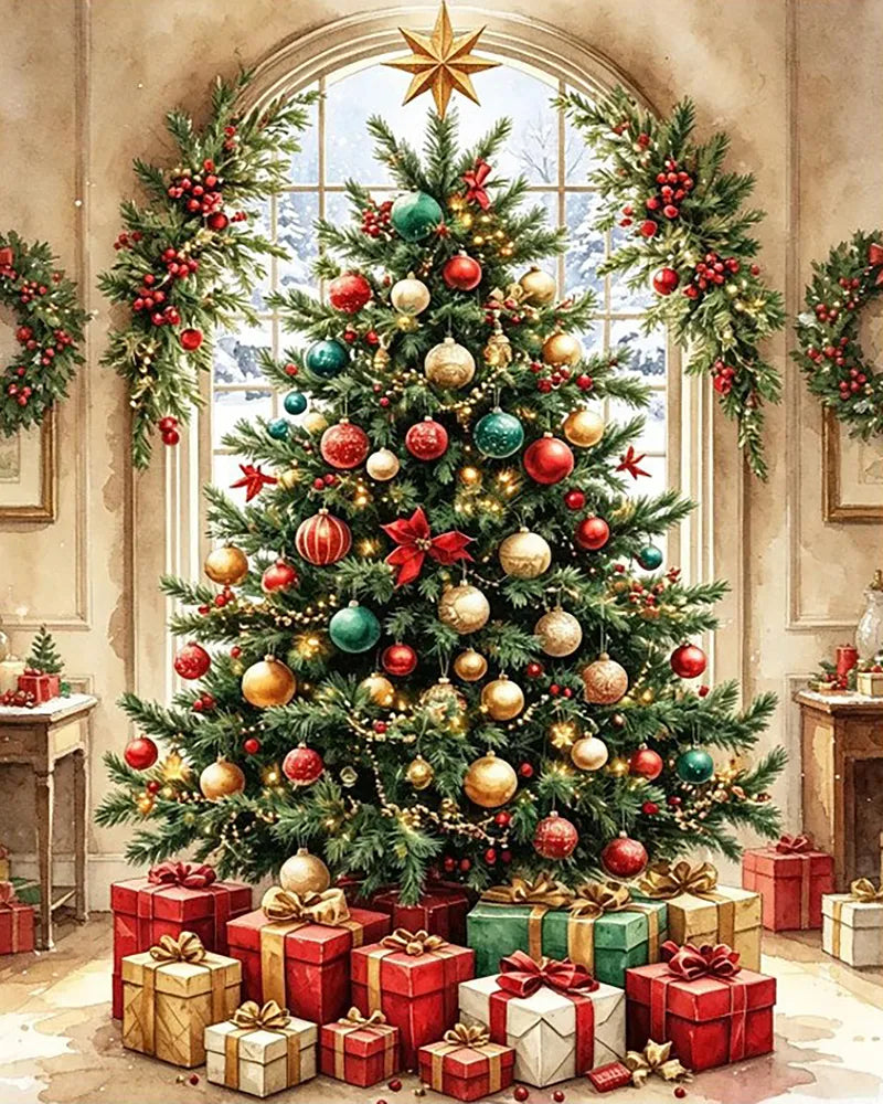 Arched Window Christmas Tree | Paint By Numbers Kit