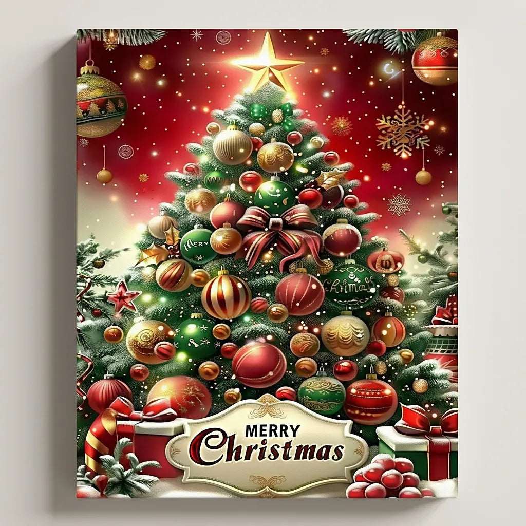 Festive Gold Ornament Tree | Paint By Numbers Kit