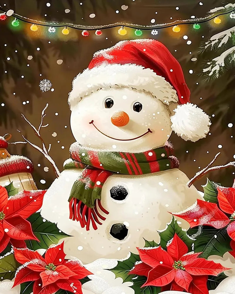 Santa Hat Snowman Scarf | Paint By Numbers Kit