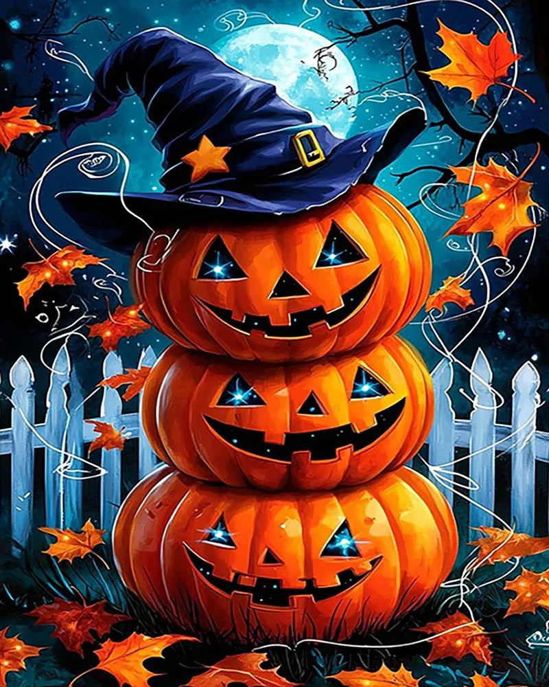 Witch Hat Pumpkin Stack | Paint By Numbers Kit