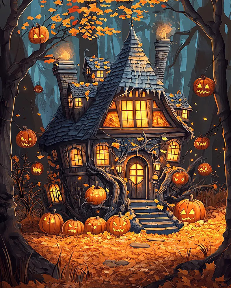 Haunted Pumpkin Cottage | Paint By Numbers Kit