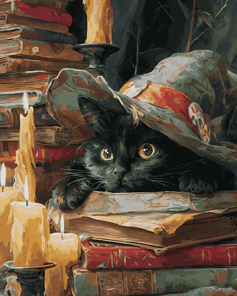 Candlelit Cat Grimoire | Paint By Numbers Kit