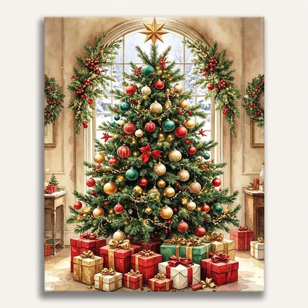 Arched Window Christmas Tree | Paint By Numbers Kit