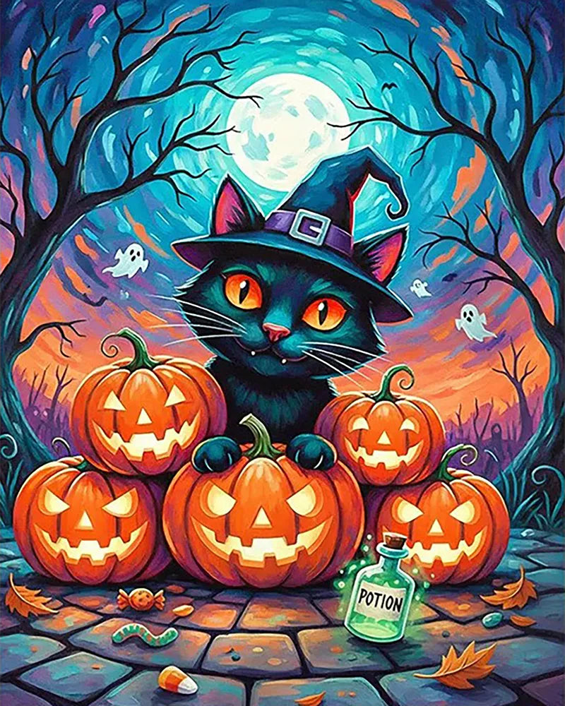 Potion Cat Pumpkins | Paint By Numbers Kit
