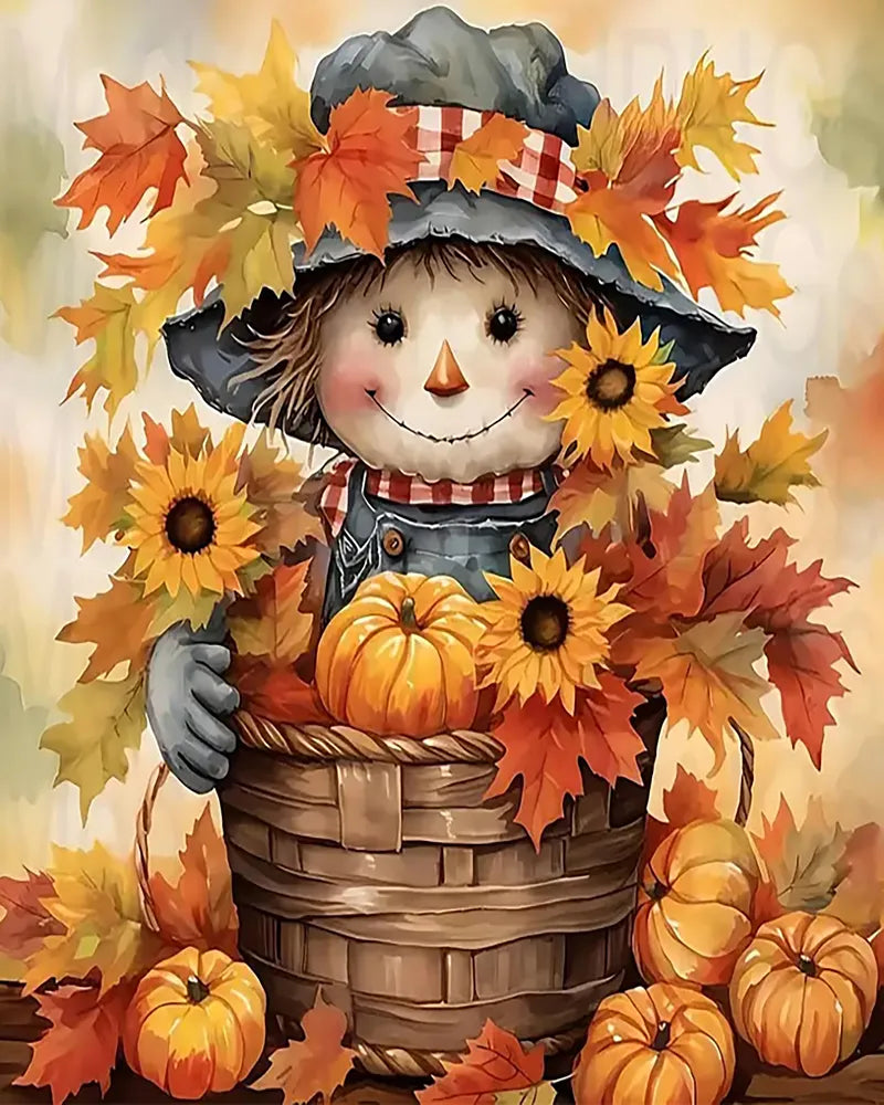 Sunflower Harvest Scarecrow | Paint By Numbers Kit