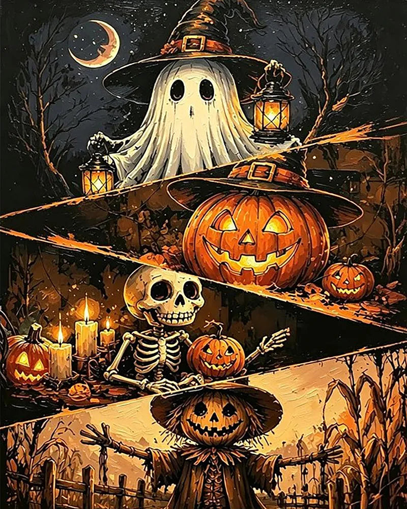 Ghost Skeleton Scarecrow | Paint By Numbers Kit